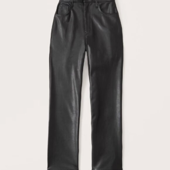 Abercrombie & Fitch Curve Love Vegan Leather 90s Straight Pant sz 30 - Picture 2 of 7